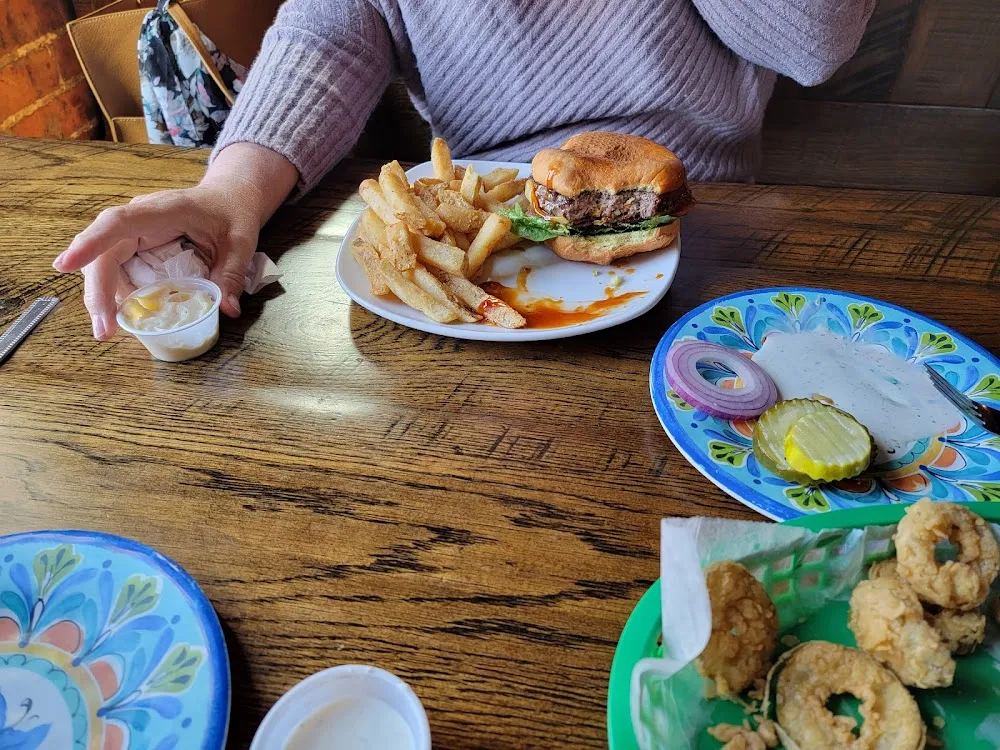 Spicy Burbon Burger and Fries